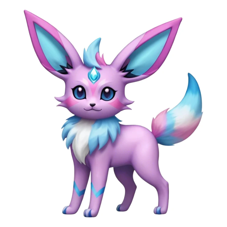 Fluffy celestial Glaceon-Espeon-Sylveon-Umbreon-hybrid, full body sticker