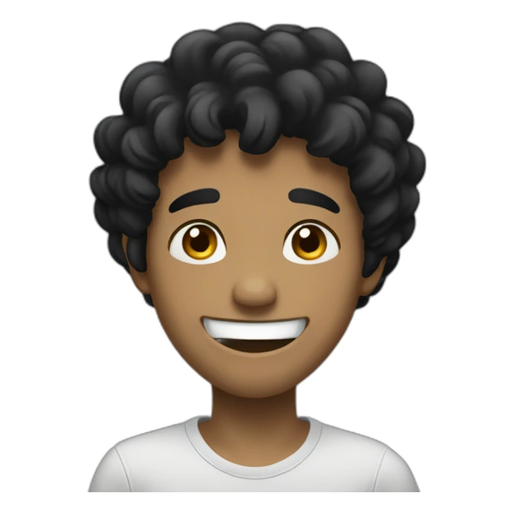 Sad and lonely but happy black hair laughing sticker