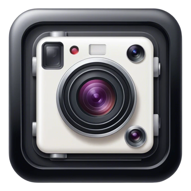 Photography icon, camera lens, photo frame, snapshot in progress, minimalistic style, clean lines, transparent background. sticker