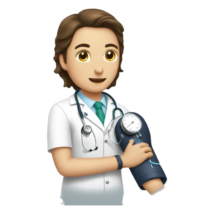 doctor measuring patient's blood pressure sticker