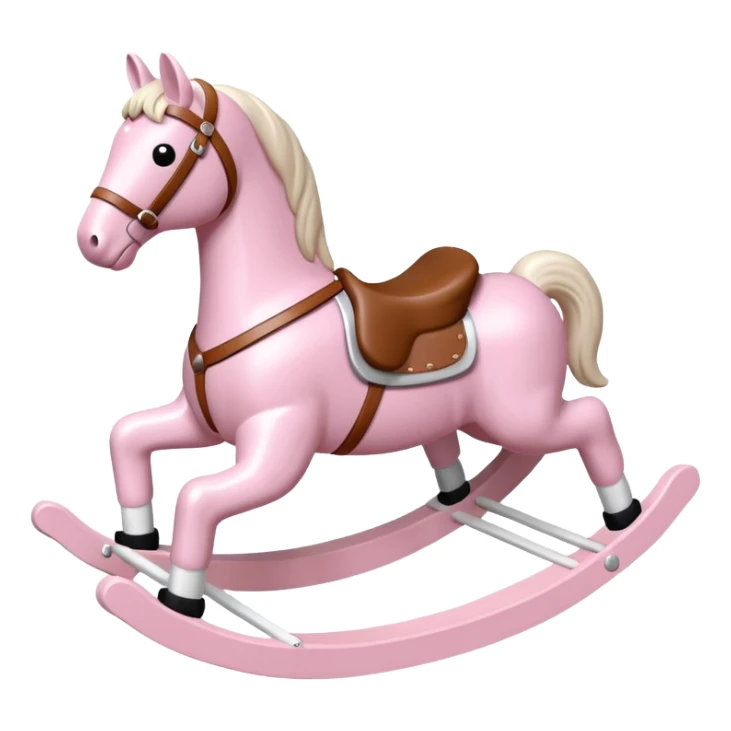 Light pink rocking horse toy for kids with white legs sticker
