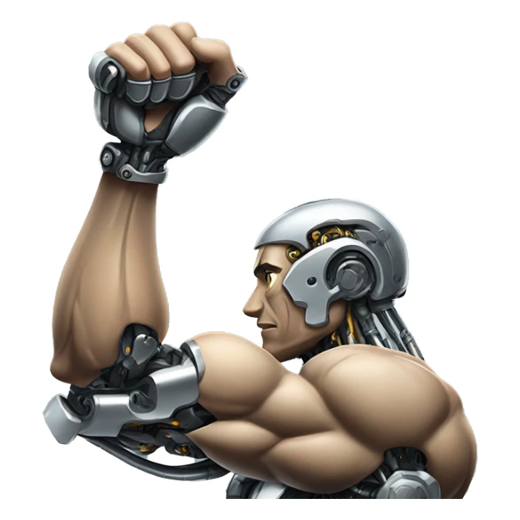 Cyborg arm only flexing bicep and shoulder with gears and shocks sticker