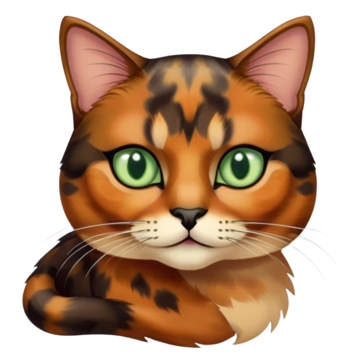 Tortoiseshell color cat with sage green eyes sticker