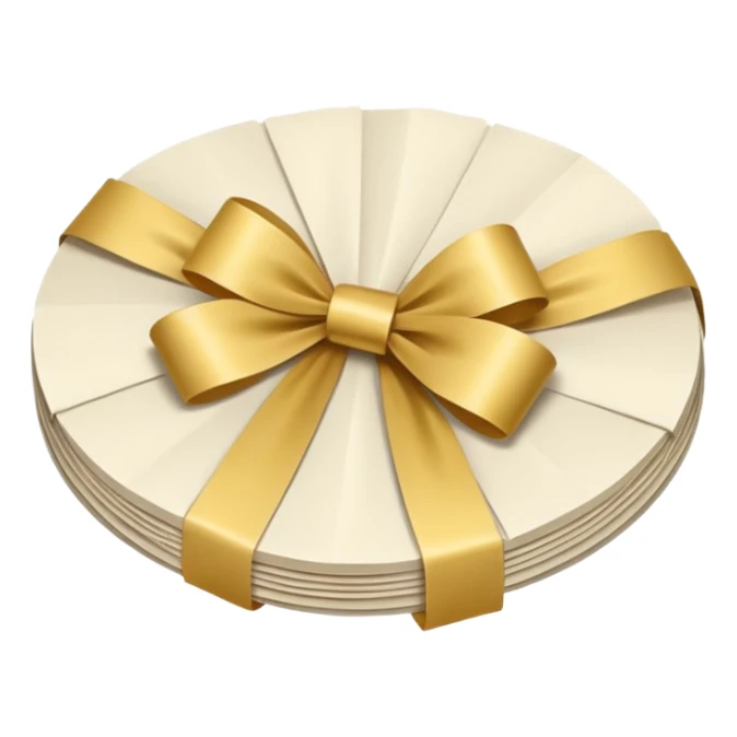 folded papers in round with a gold ribbon sticker