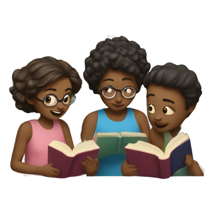 a group of people reading books sticker