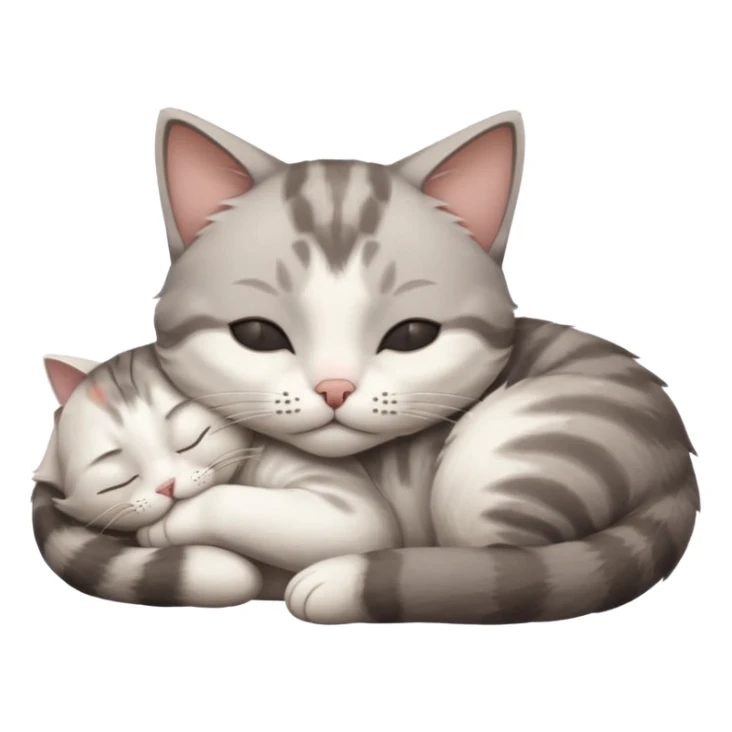 grey and white small cat with its eyes closed lying down leaning on his elbow with his paw curled under his head holding it up sticker