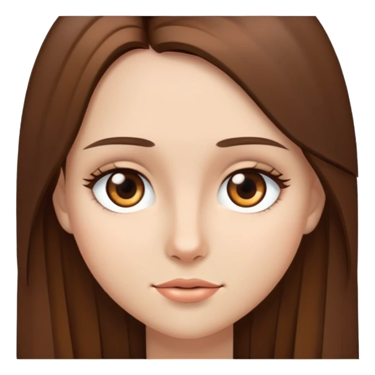 girl with straight long brown hair with brown eyes sticker