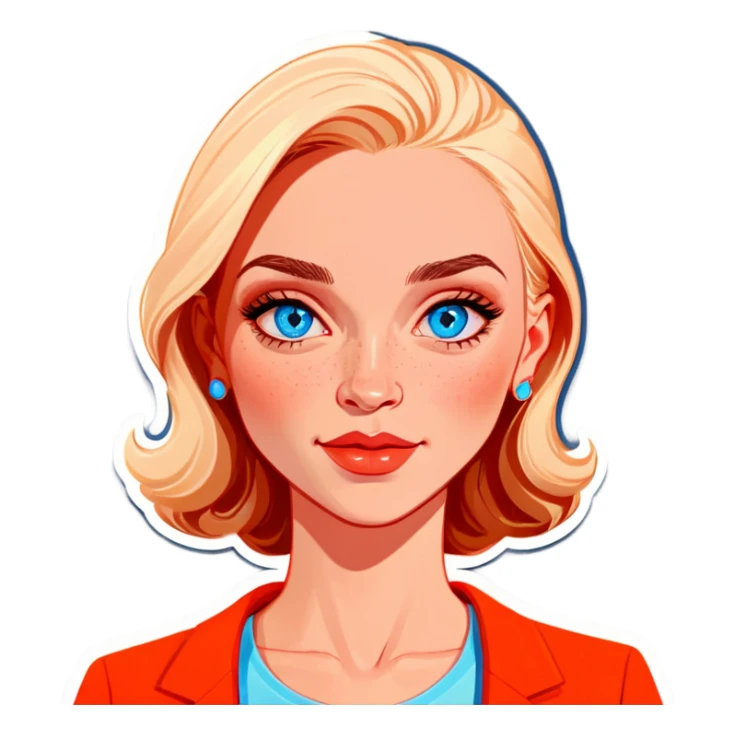 White female older female light skin blue eyes light lips  sticker
