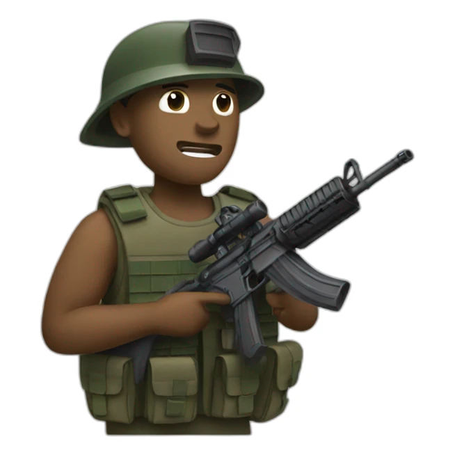 marine with a microphone and a rifle sticker