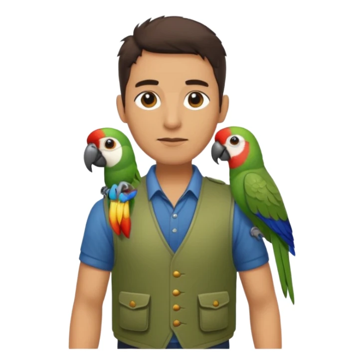 Walker + parrot on shoulder, Pet Walkers, Full body. sticker