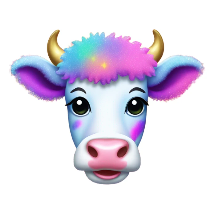 Lisa frank glitter rainbow fluffy cow sticker