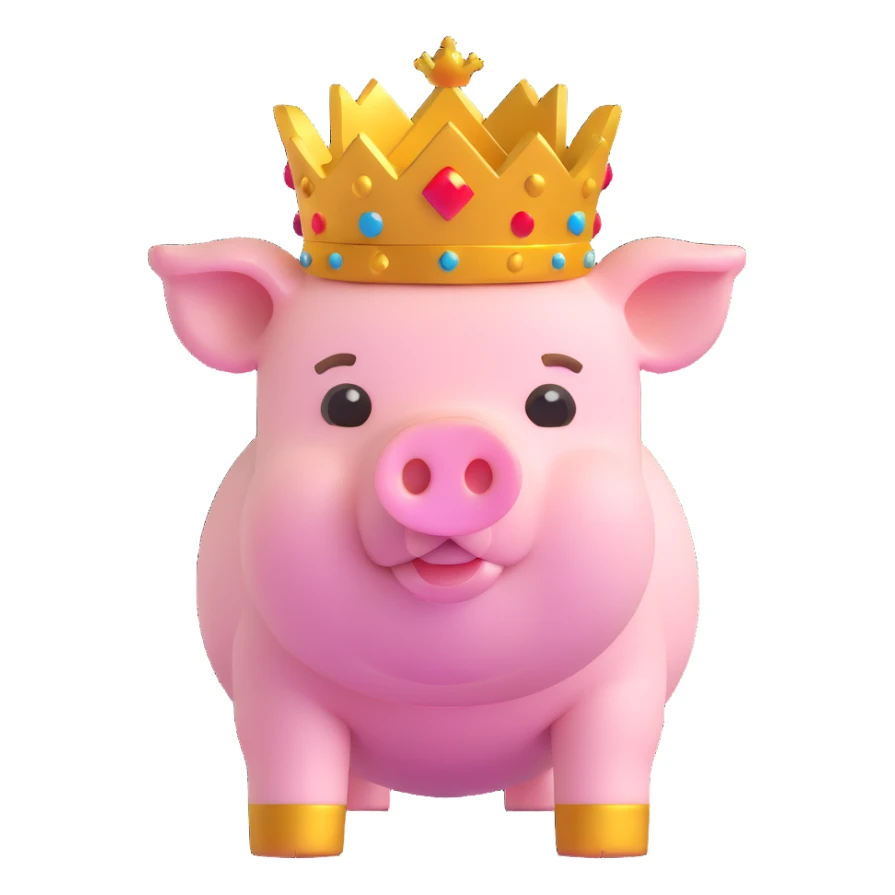 Minecraft style pig with a golden crown inspired by Technoblade sticker