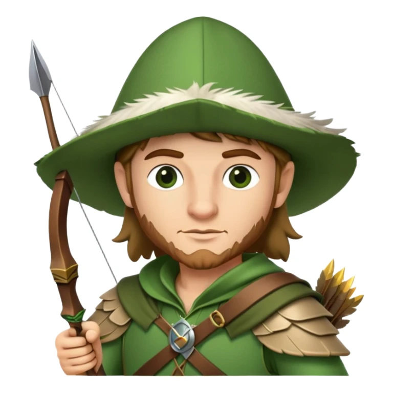 Robin Hood with bow and arrow wearing green outfit and feathered hat sticker