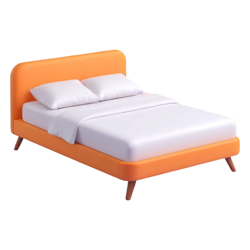 a bed, 3D emoji style, playful and rounded sticker