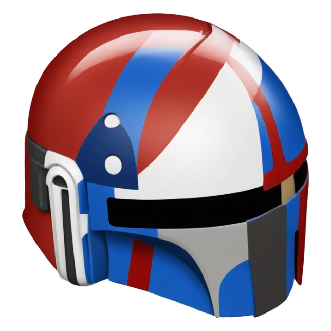 Red white and blue mandalorian helmet sticker
