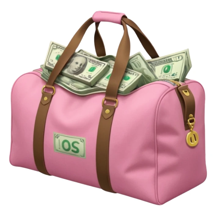  a pink duffle bag filled to the brim with cash sticker