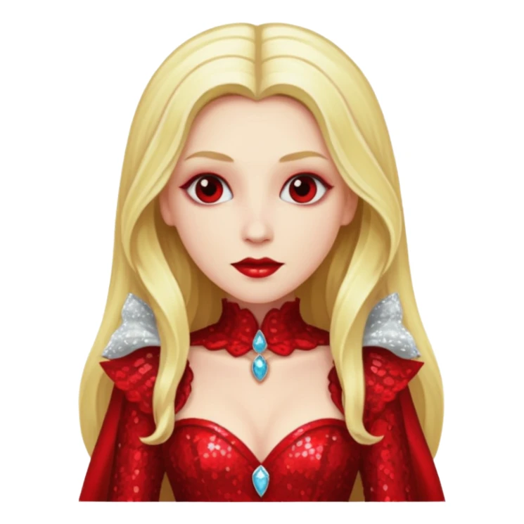 Bride of Dracula with long blonde hair, red sequin outfit sticker