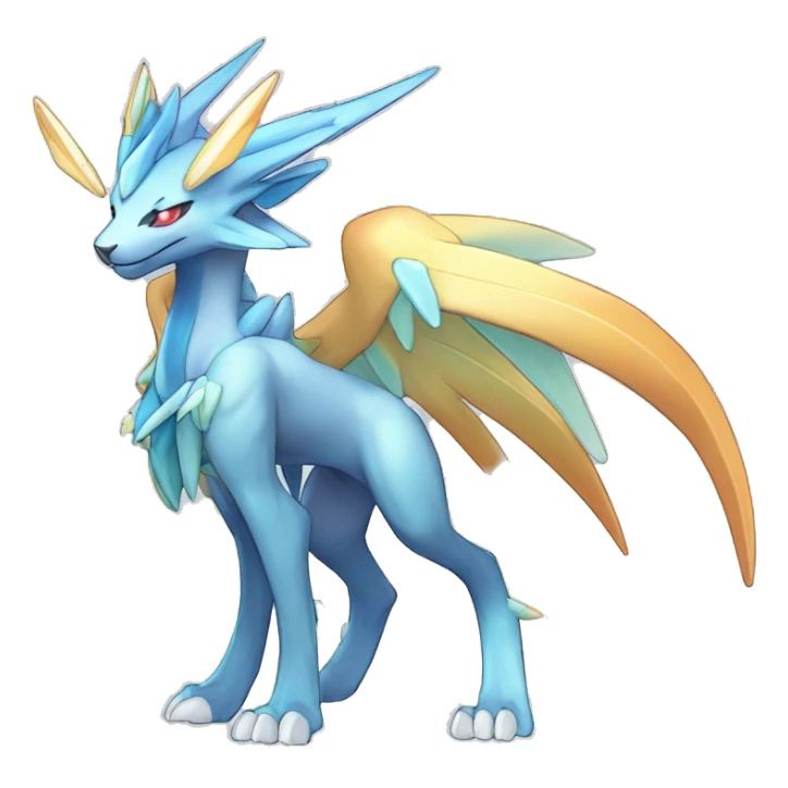  cool edgy shiny colorful godly ethereal Suicune-Dialga-Fakemon full body sticker