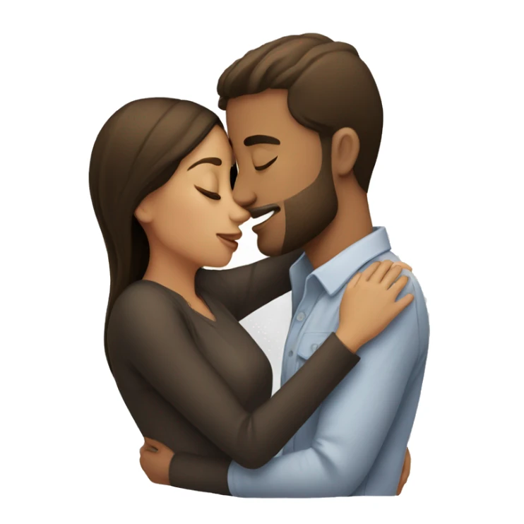 White, brunette male kissing a brown brunette girl sticker