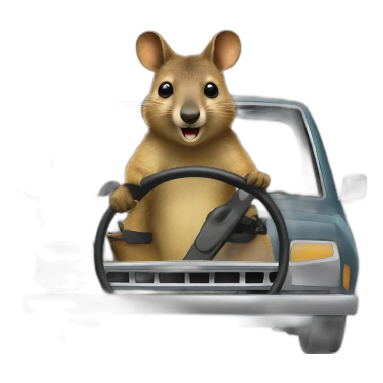 quokka wallaby super driving in car sticker