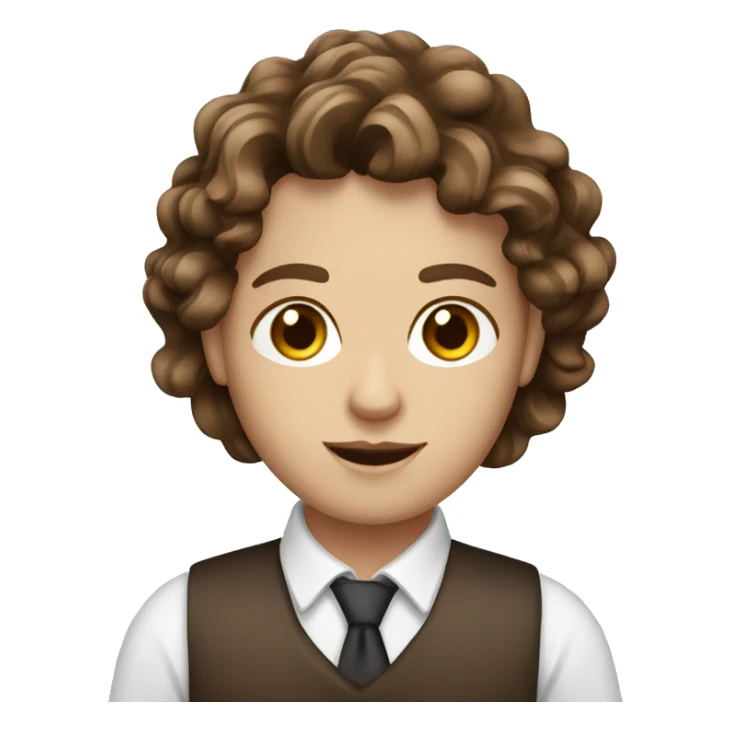 Brown hair. Blue eyes. Wavy hair. Barista sticker