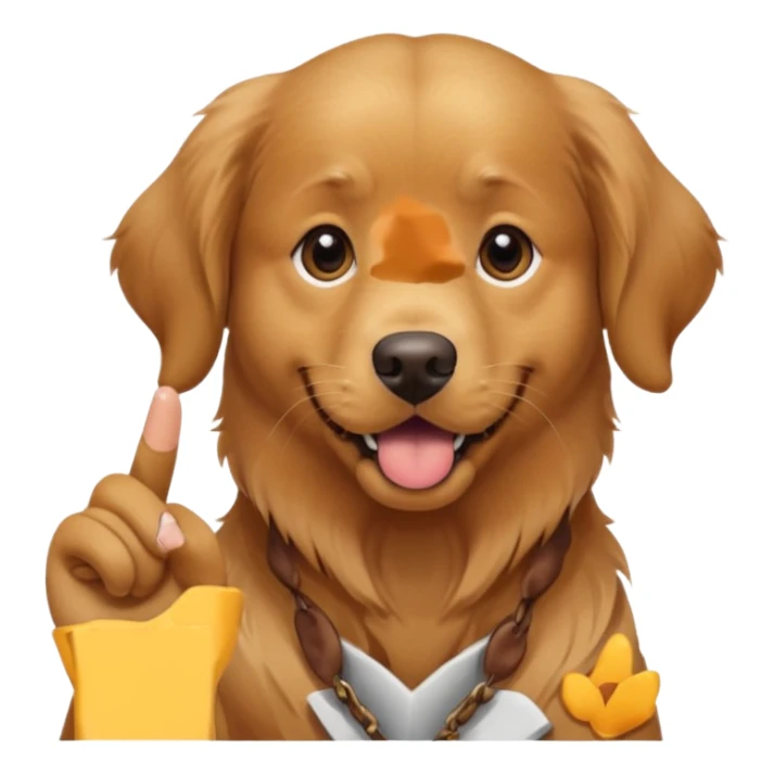 Dog that has a finger on mouth like a hand that indicates to shut up sticker