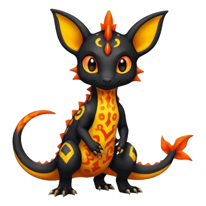 Shiny Cute Spooky Salandit-Umbreon-Charmeleon-Fakémon-hybrid-creature (full body)  sticker