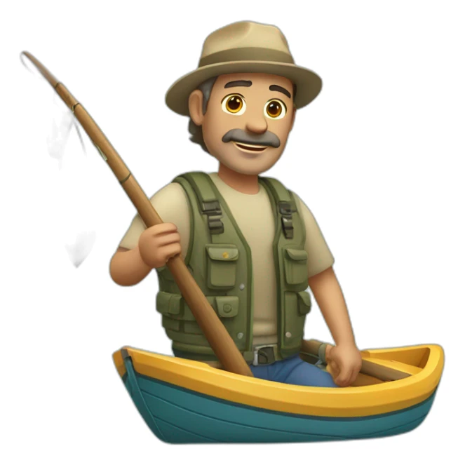 pescador con una gran caña de pescar sticker