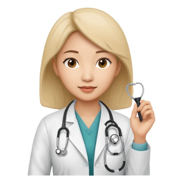 asian woman doctor with stethoscope removal sticker