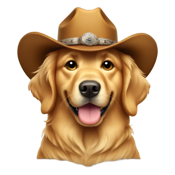 golden retriever wearing cowboy hat sticker