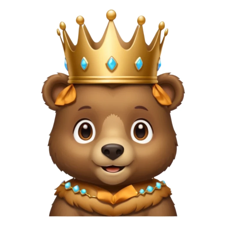 Bear Prince – brown bear cub with a shiny bronze crown, gentle smile. sticker