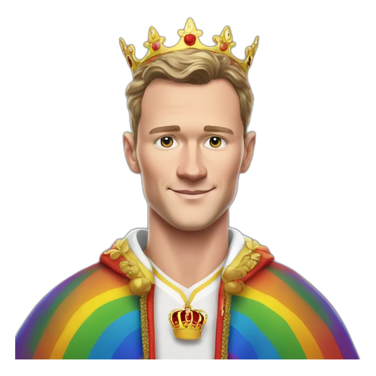 Jonathan Toews as a rainbow king with a royal robe on sticker