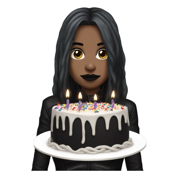 goth metallica girl with a birthday cake  sticker