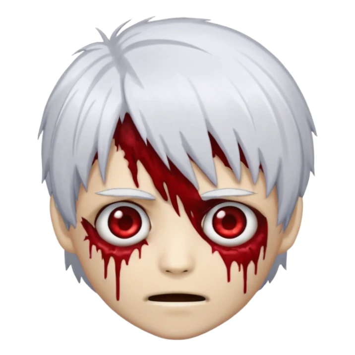 emoji de zumbi com cabelo emo do ken kaneki sticker