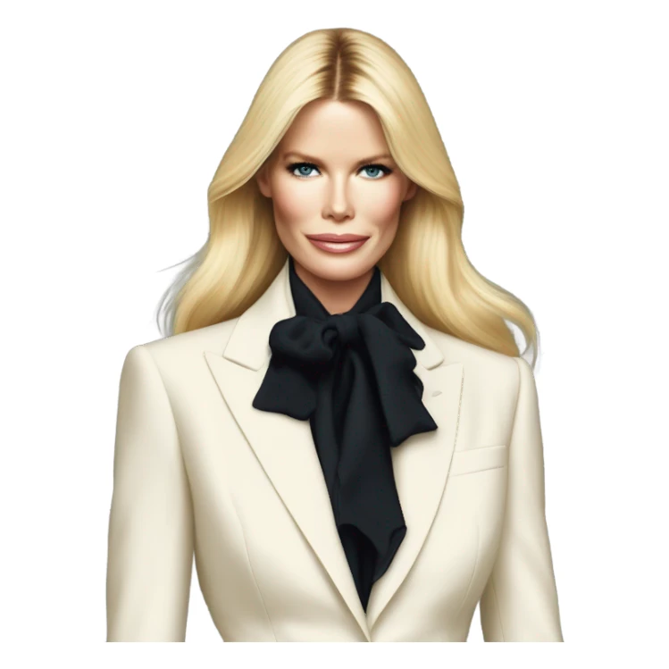 Claudia schiffer wearing a Ralph Lauren suit sticker