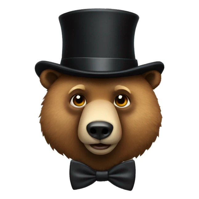 bear wearing a black top hat and bow tie sticker