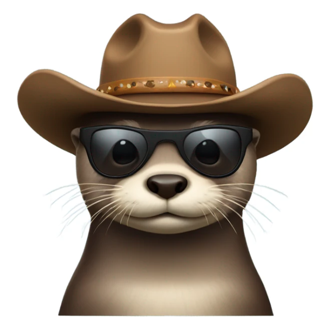 Otter with a cowboy hat and shades sticker