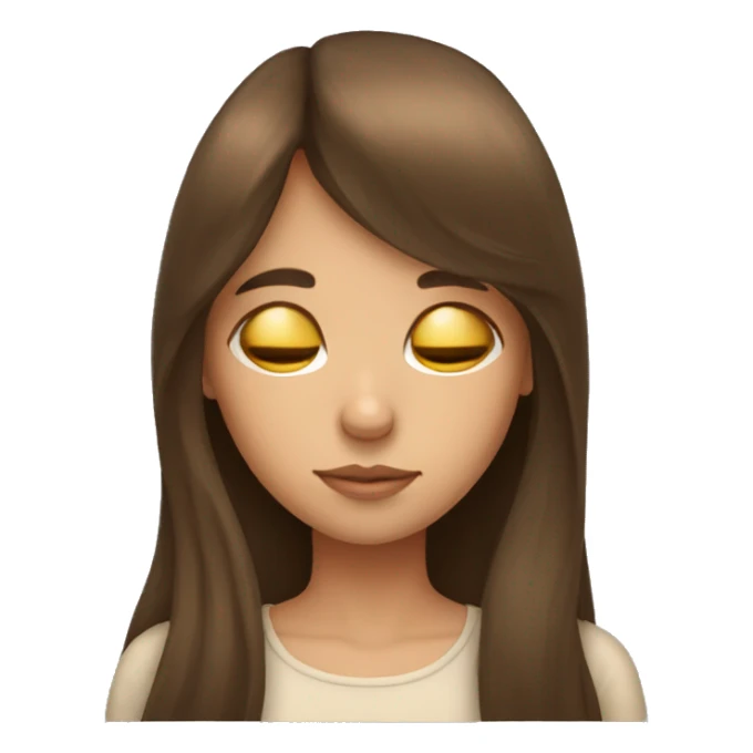 girl with long brown hair with bangs sleep sticker