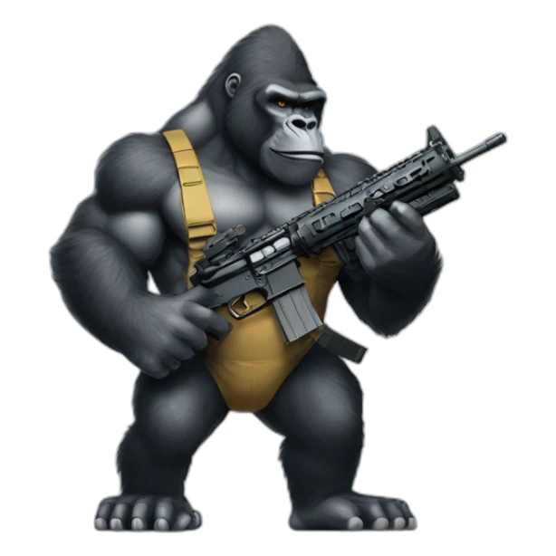 Big Buff Gorilla holding an AR-15 gun sticker