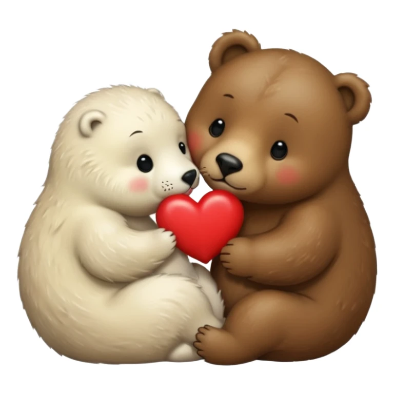 tiny white seal kissing a big brown bear with a heart between them sticker