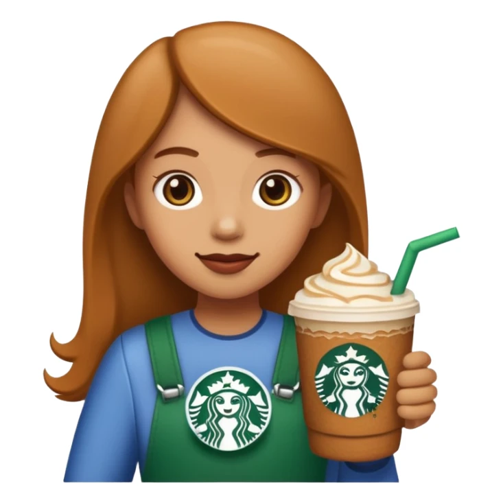 a plain emoji holding a gingerbread chai drink from Starbucks sticker