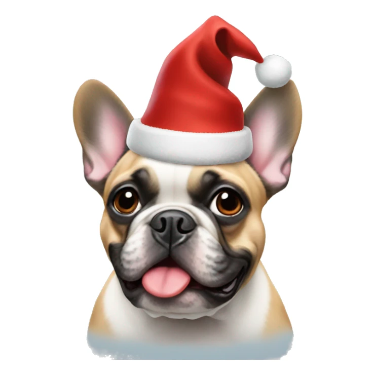 French bulldog wearing a Christmas hat sticker