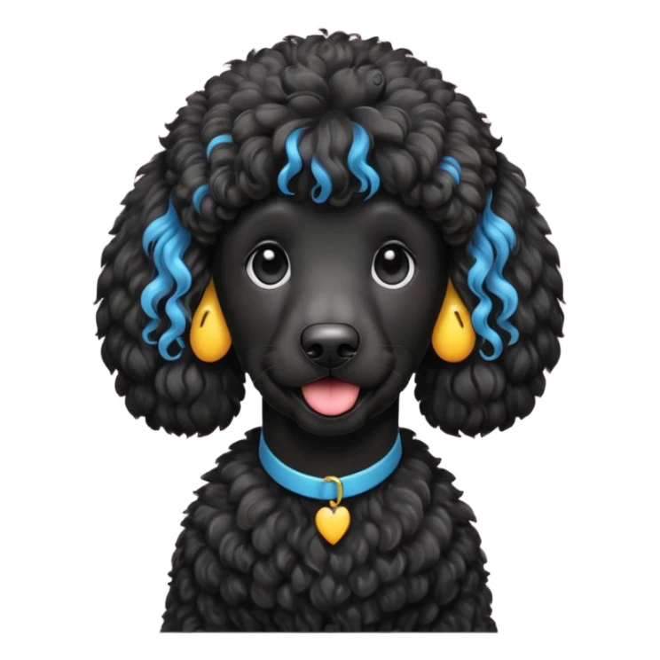 Black standard poodle with mullet emoji  sticker