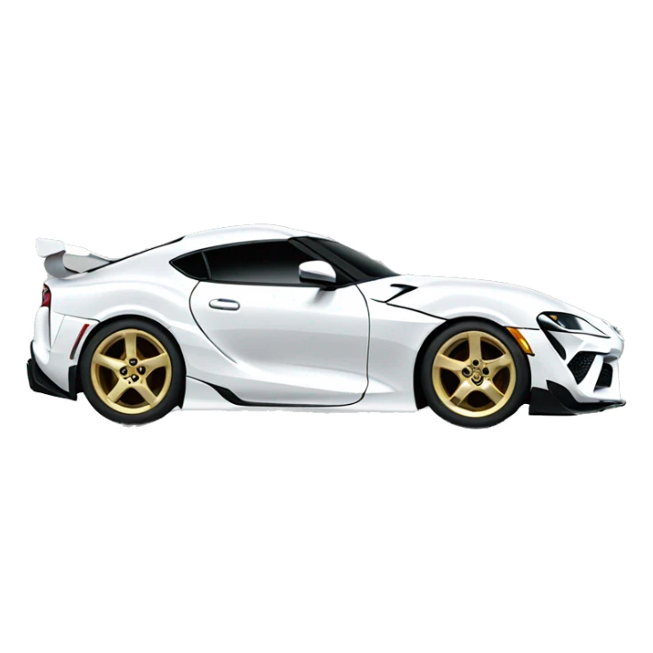 White Toyota supra with gold wheels sticker