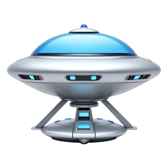 sliver color Ufo minimal design, and with a blue glass cockpit sticker