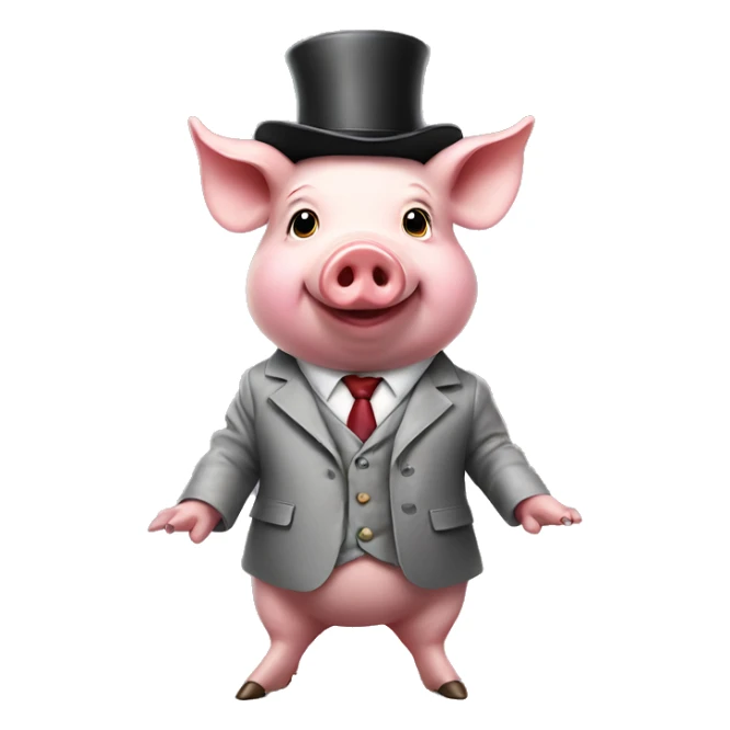 Pig that wears hat and suite ,stands on two legs sticker