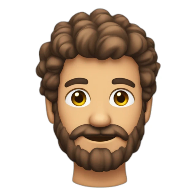 hombre de pelo castaño con barba, y ojos verdes con un dinosaurio sticker