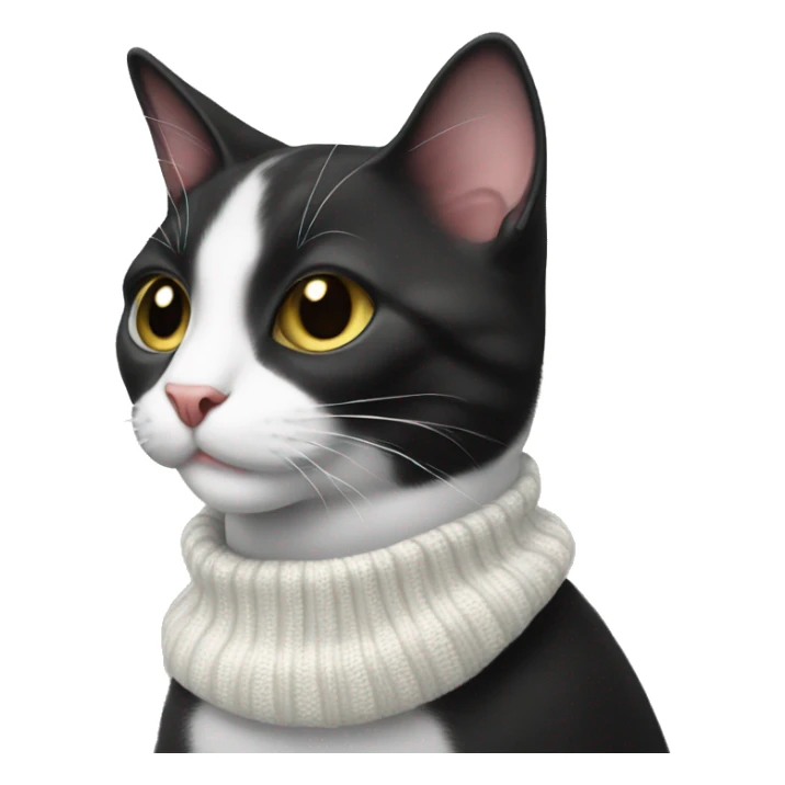tuxedo cat with white chin wearing a christmas sweater sticker