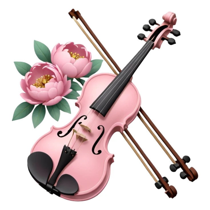 soft pastel pink violin with peonies and glitter sticker