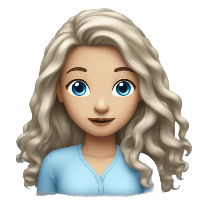 Girl with long luscious hair and blue eyes sticker